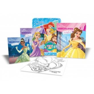 Disney hercegnők fémdoboz (benne: 2 foglalkoztató, 1 színező, 4 filctoll, matricák és egy poszt