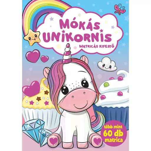 Mókás unikornis - Matricás kifestő - több mint 60 db matrica